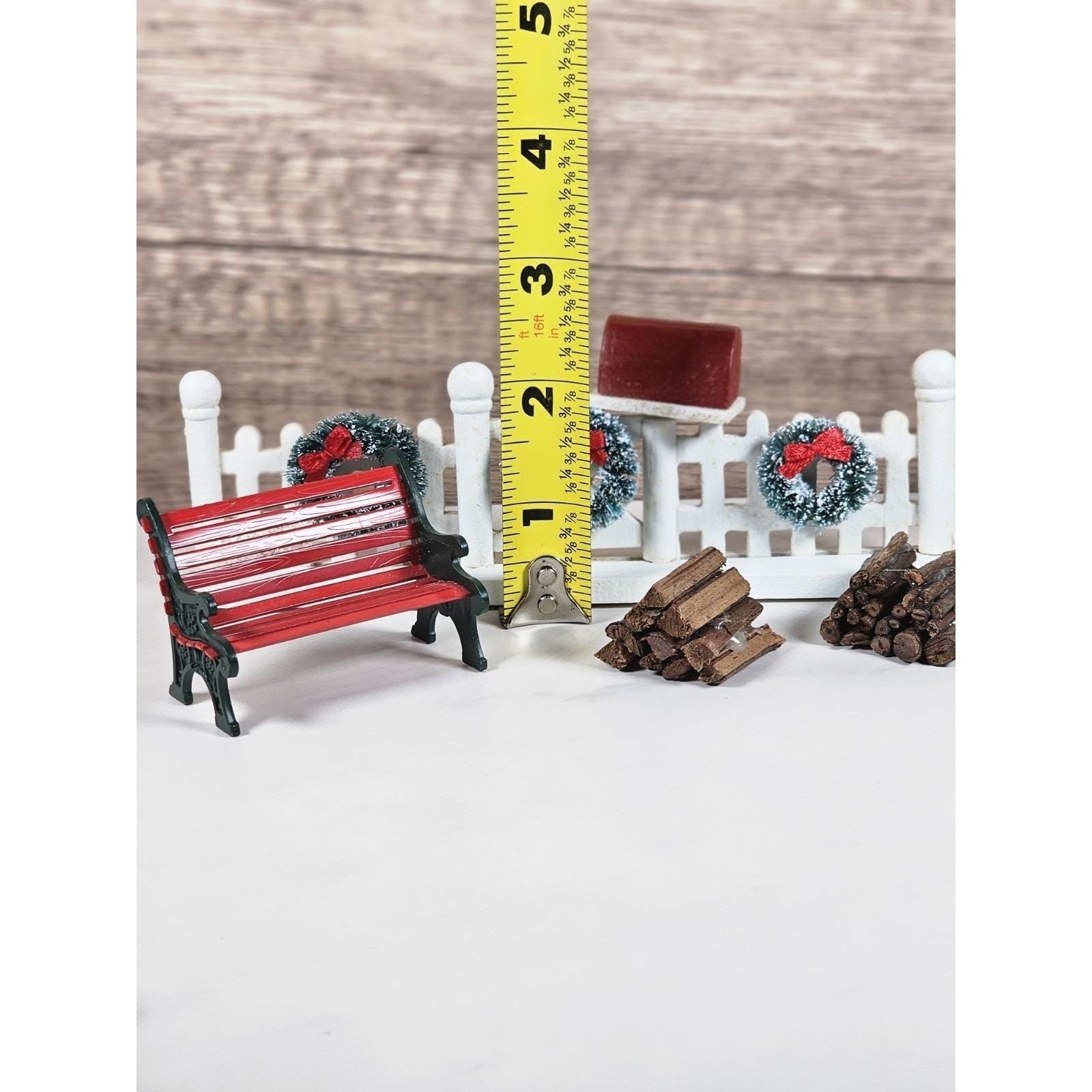 Vintage Lemax Christmas Village Accessories Fence Bench Firewood Set