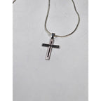 Vintage Silver Tone Cross Necklace Minimalist Christian Pendant