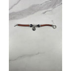 Vintage Petite Leather Peace Sign Bracelet Silver Tone Boho Jewelry
