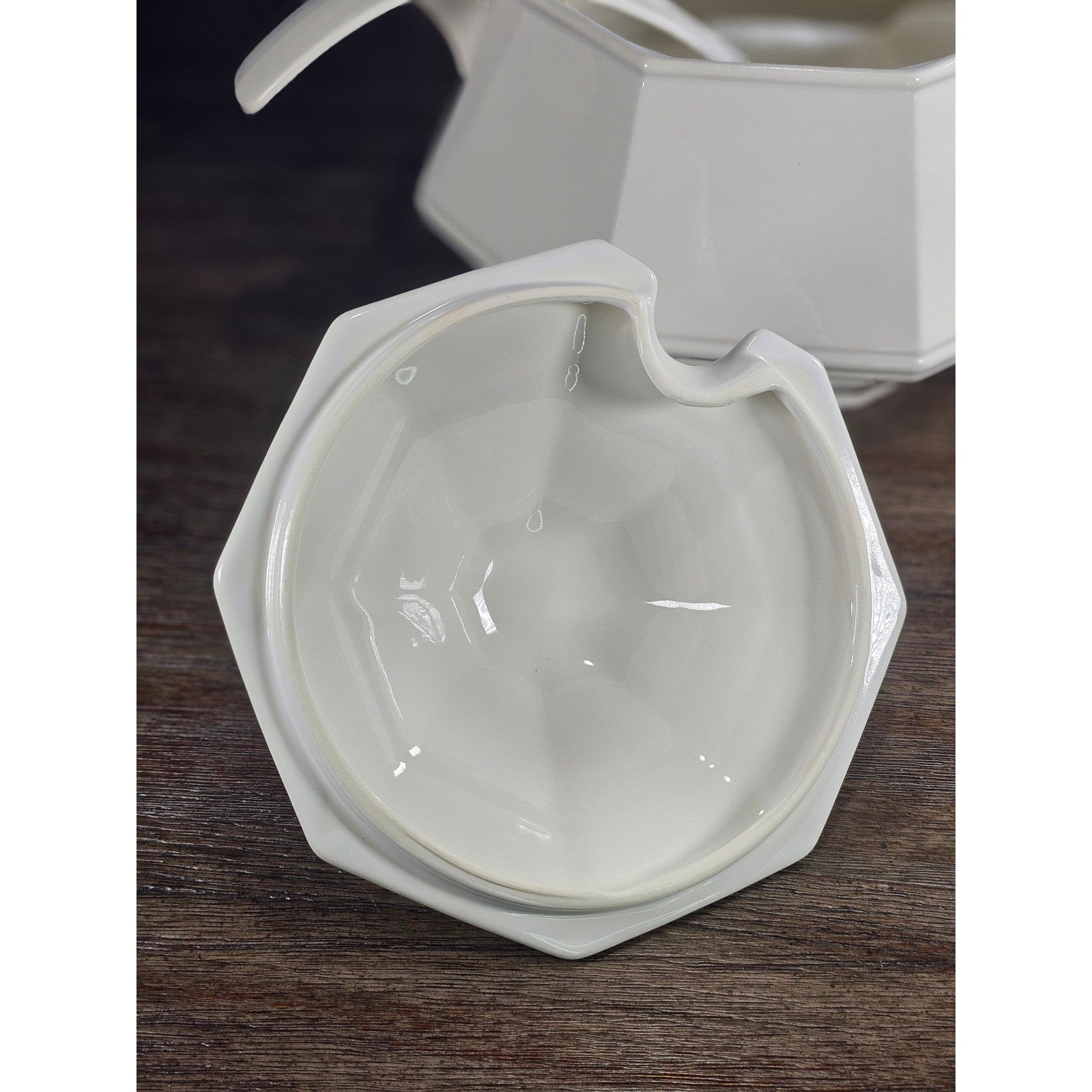 Vintage White Soup Tureen with Lid and Ladle | Octagonal Serving Dish