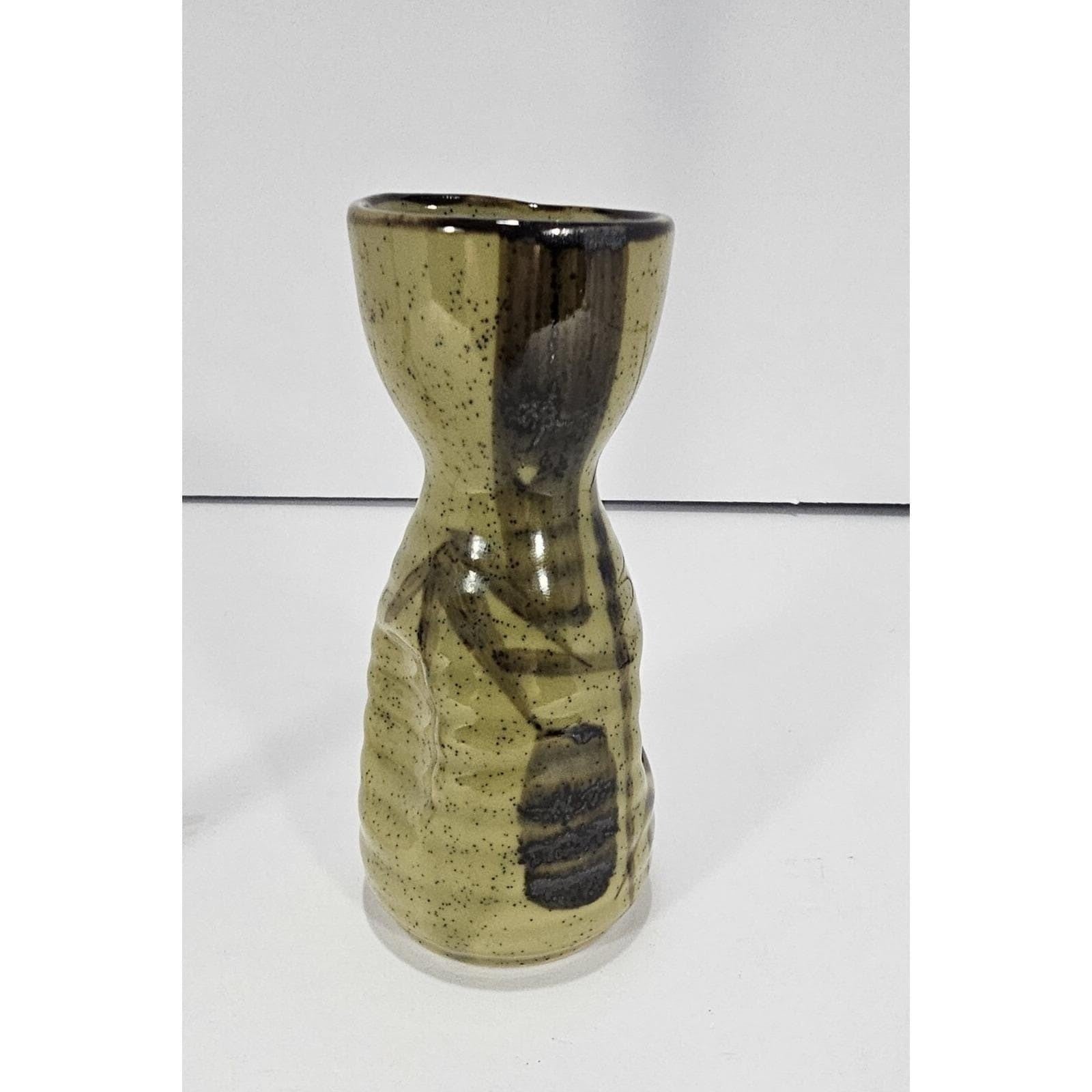 Handcrafted Stoneware Sake Pitcher Bamboo Motif Ceramic