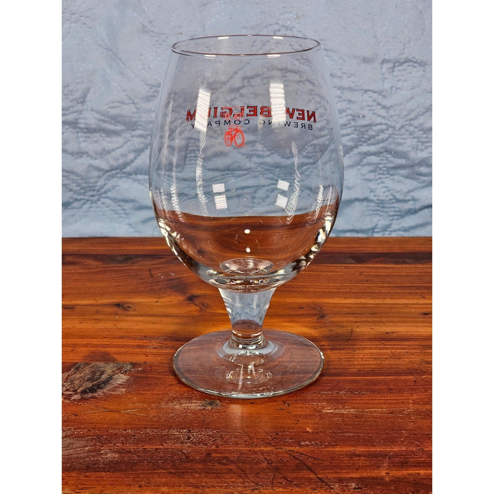 Vintage New Belgium Brewing Tulip Beer Glass Red Logo Stemmed