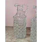 Vintage Anchor Hocking Wexford Cruet Set Cube Cut Glass 6"