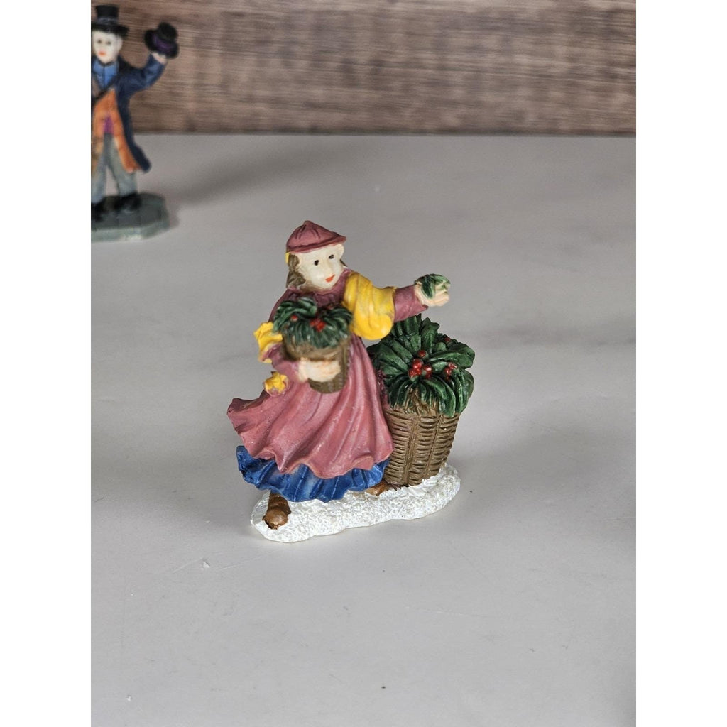 Vintage Christmas Village Miniature Figurines Set of 5 Polystone