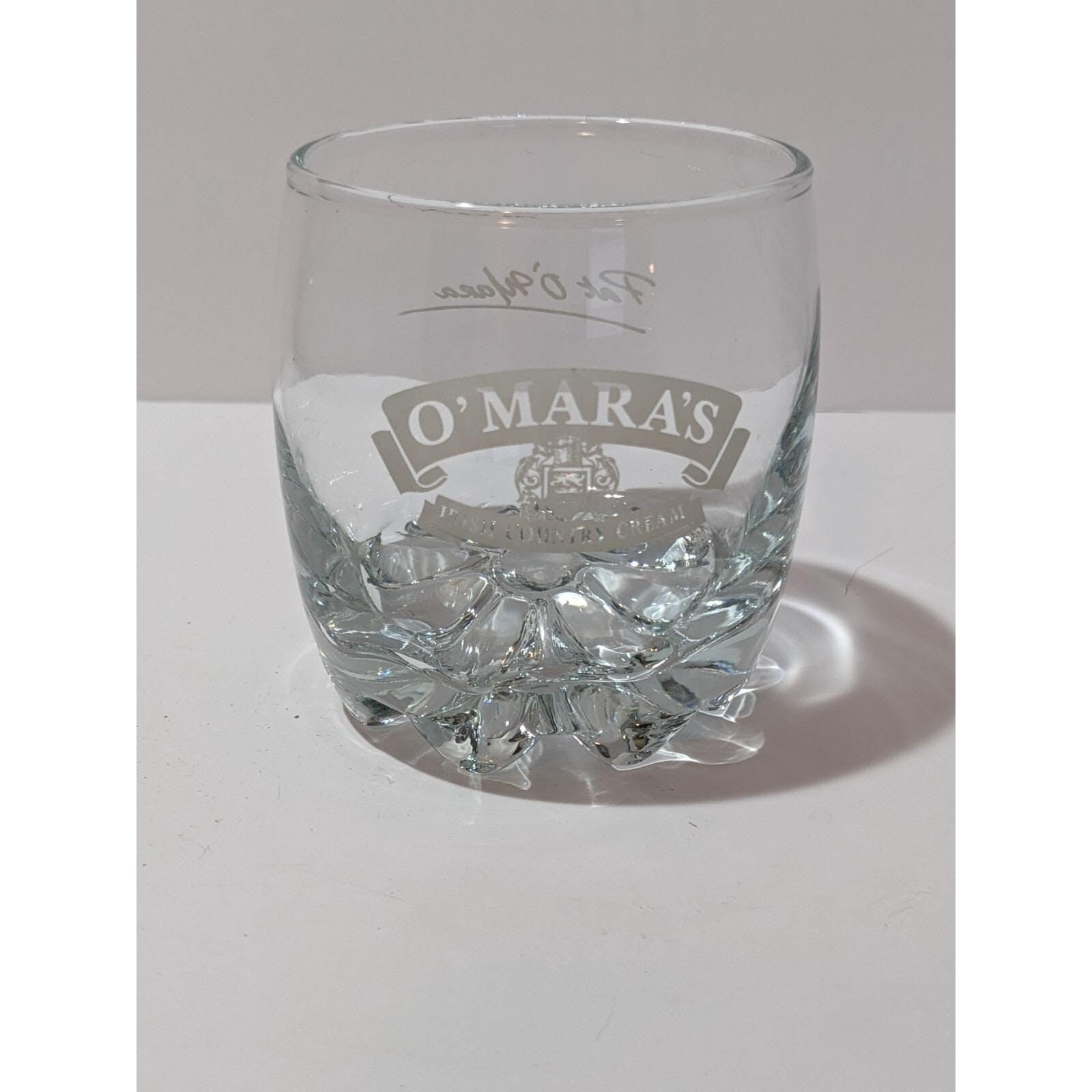 Vintage OMara Irish Country Cream Glass Etched Logo Cocktail Glass