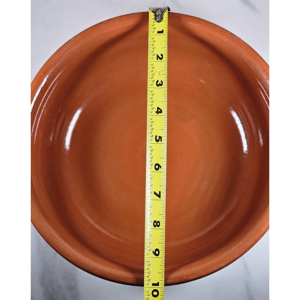 Vintage Mid Century Modern Red Orange Dual Handle Serving Bowl