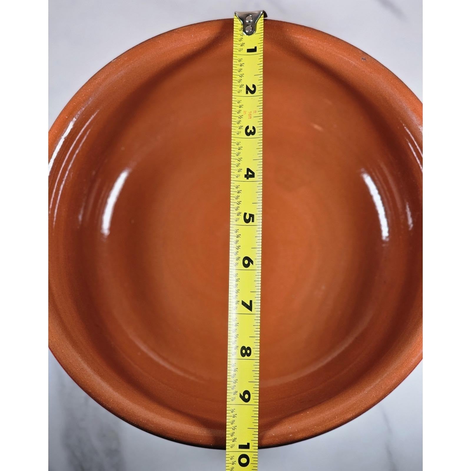 Vintage Mid Century Modern Red Orange Dual Handle Serving Bowl