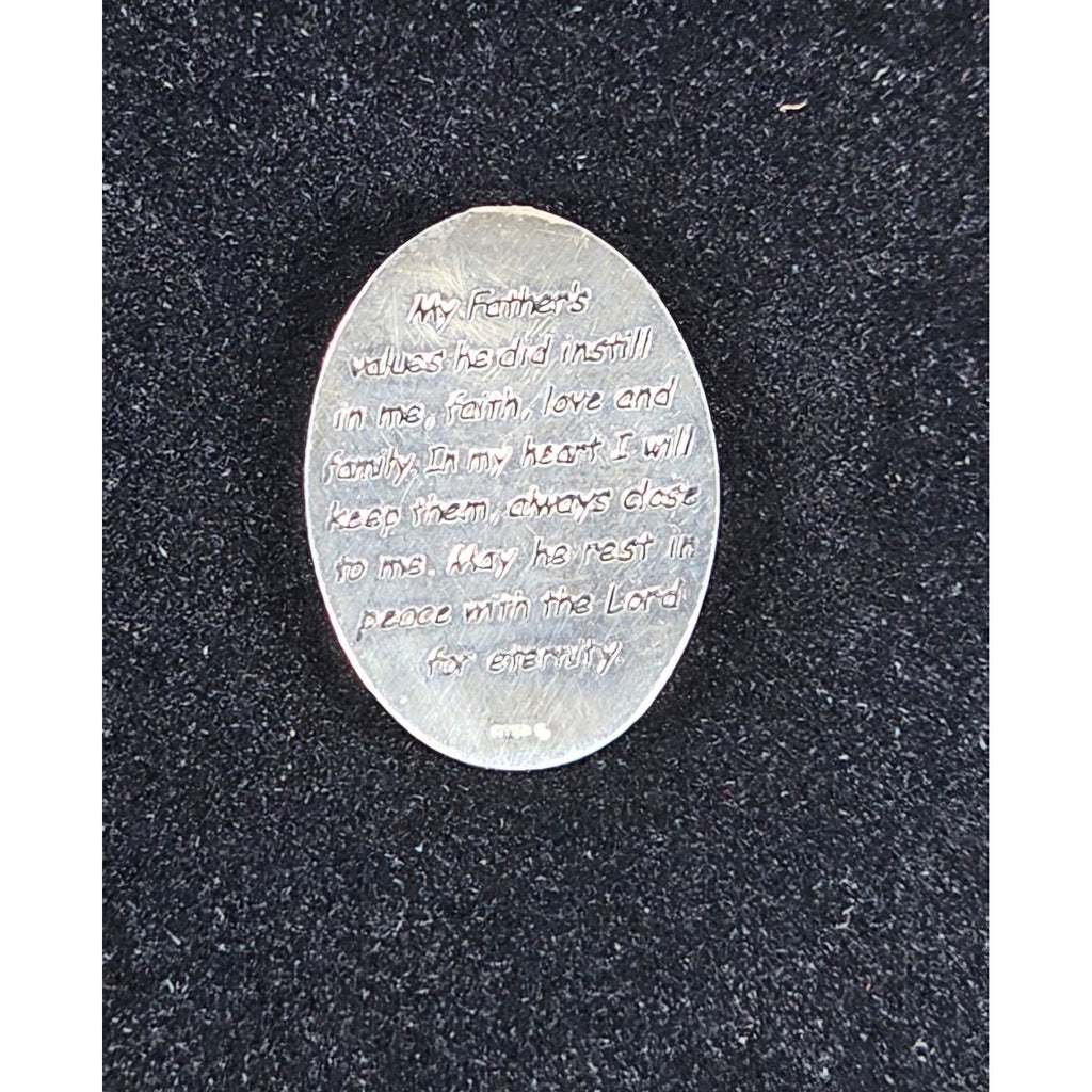 Vintage Father Memorial Pocket Token Faith Cross Heart Coin