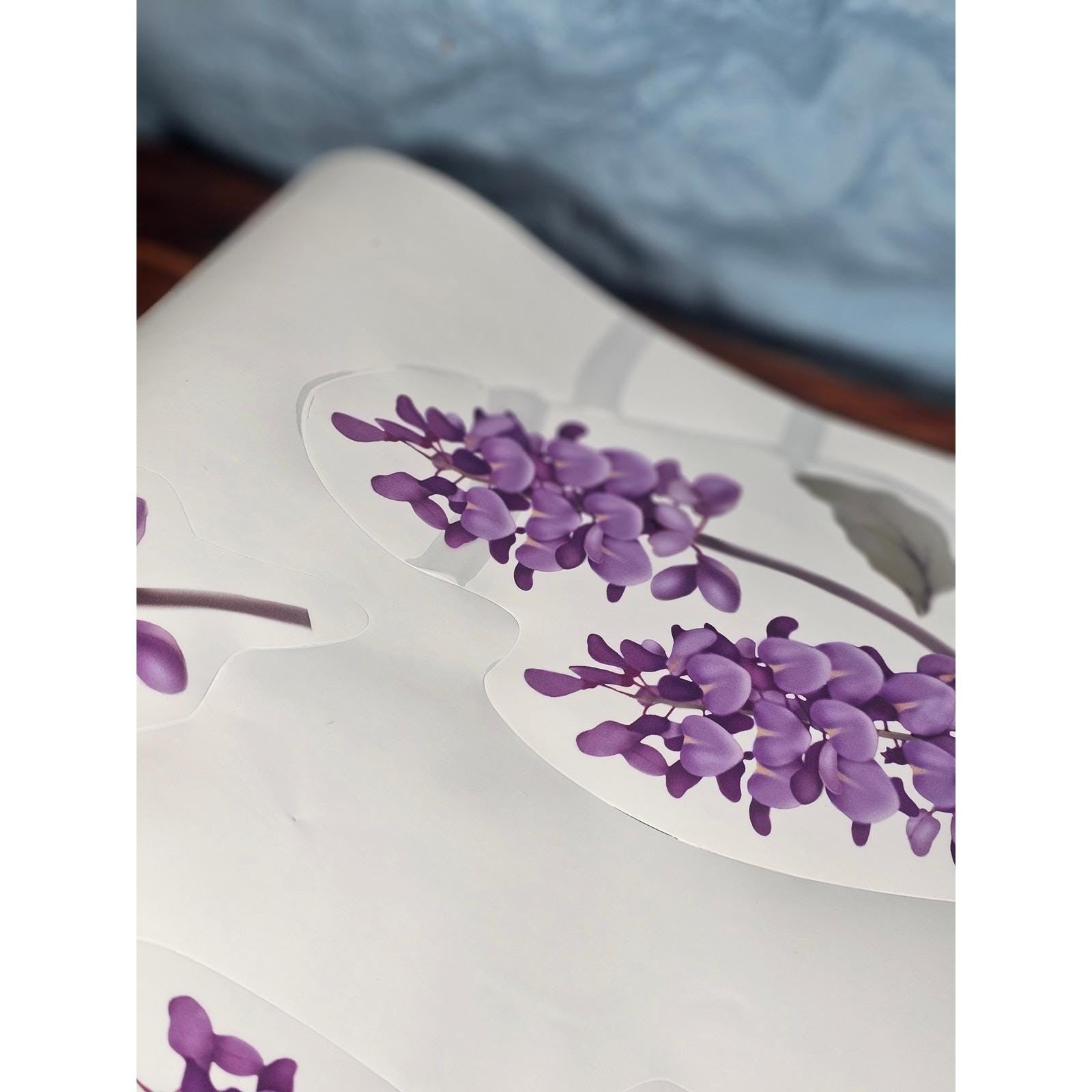 Purple Wisteria Wall Decals Floral Vine Stickers Botanical Wall Art Set