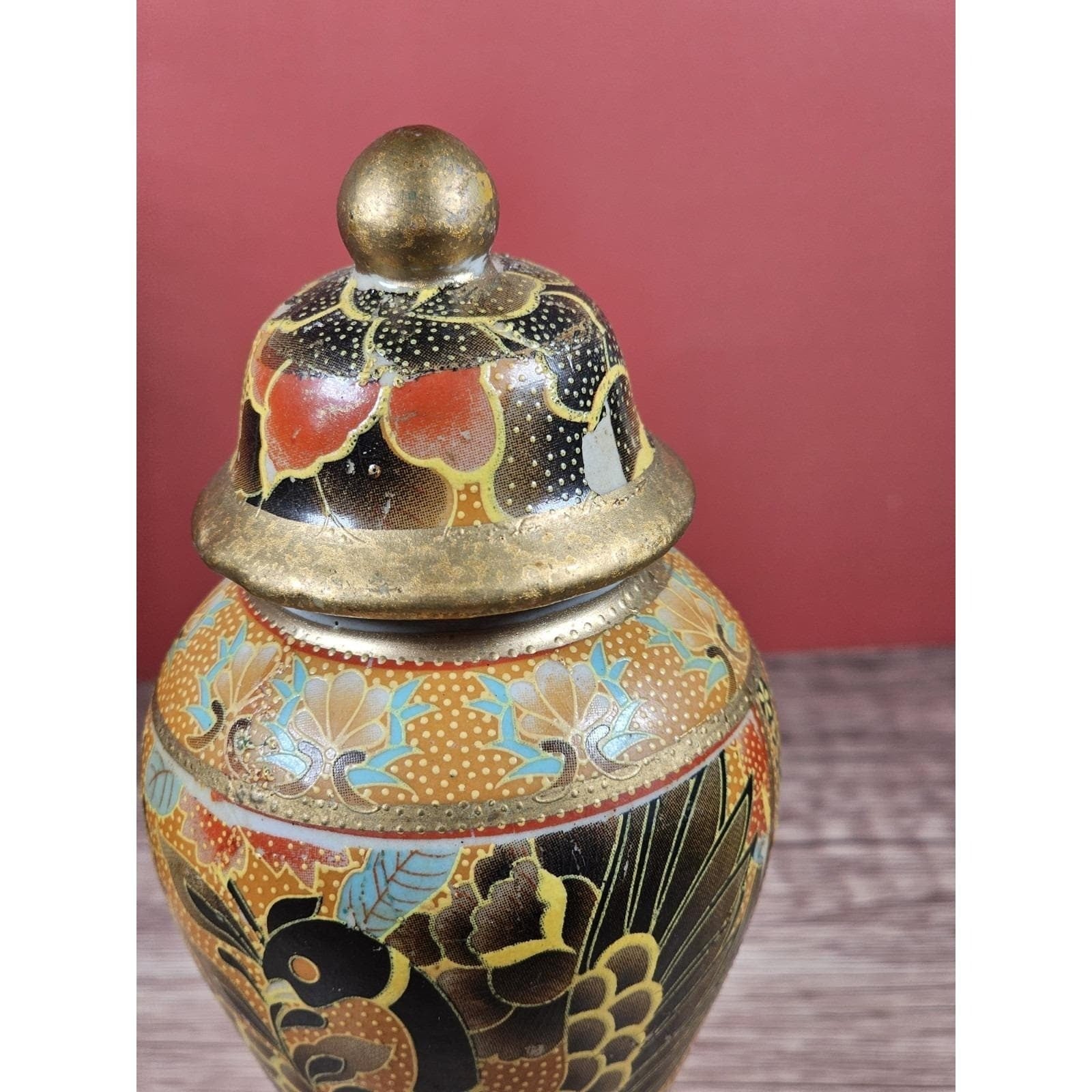 Vintage Chinese Enameled Vase & Covered Jar Set – Feng Huang Bird Motif