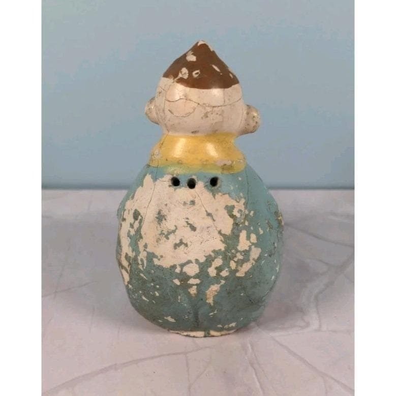 Antique Figural Salt Pepper Shakers Men Holding Hat Vintage Set