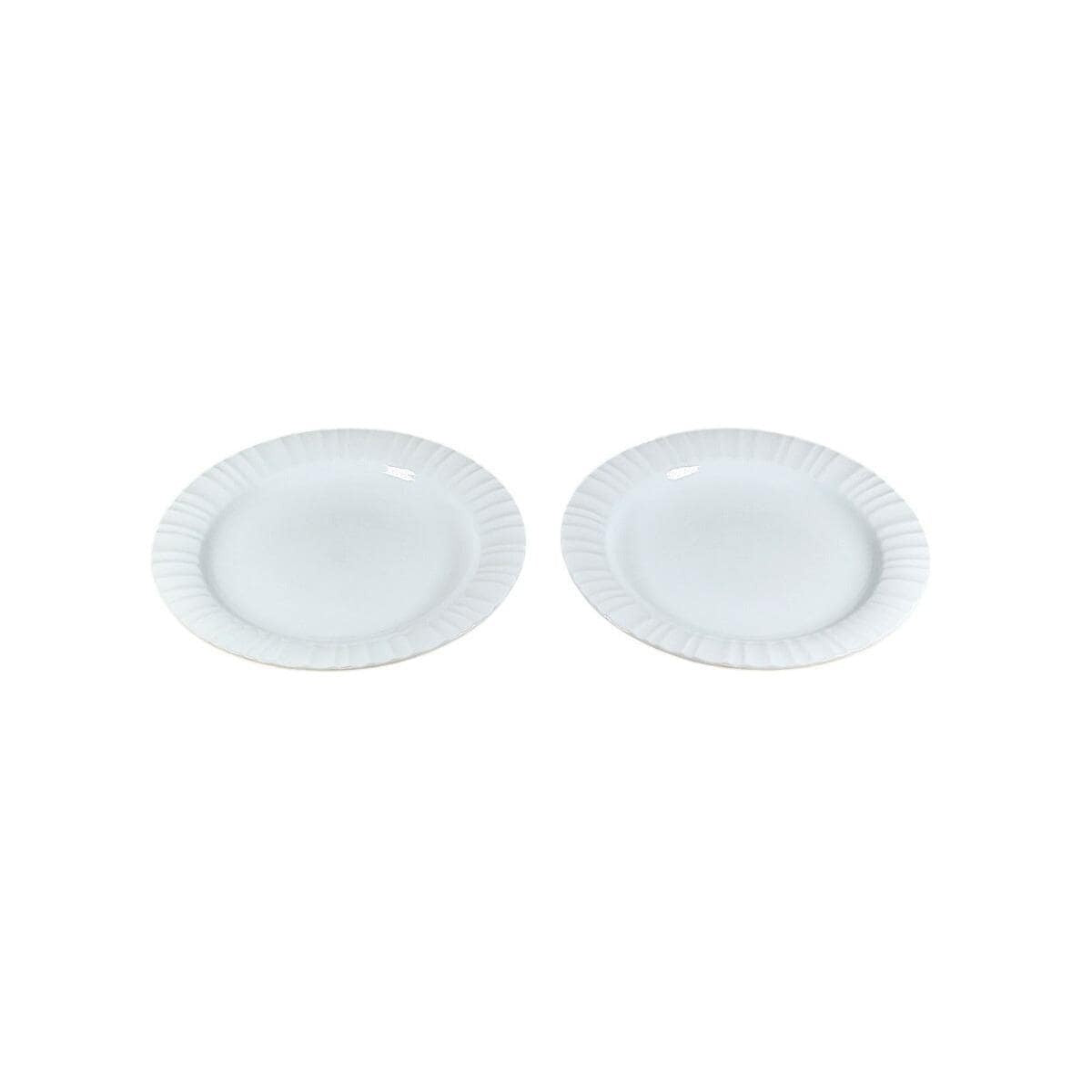 CorningWare French White Ribbed Plates Set of 2 8.25 Inch Salad Plates