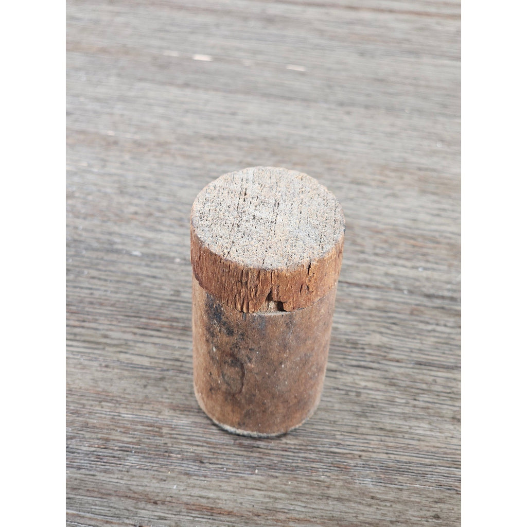 Antique Cork Cylinder Box Primitive Small Lidded Container 3.5"