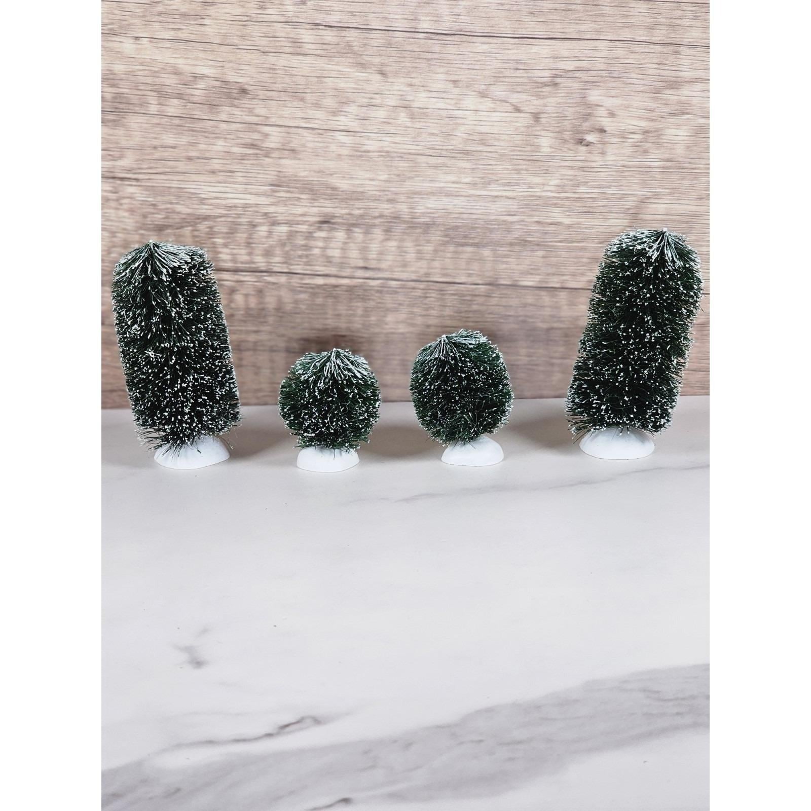 Vintage Dept 56 Frosted Bottle Brush Trees Set of 4 Holiday Decor