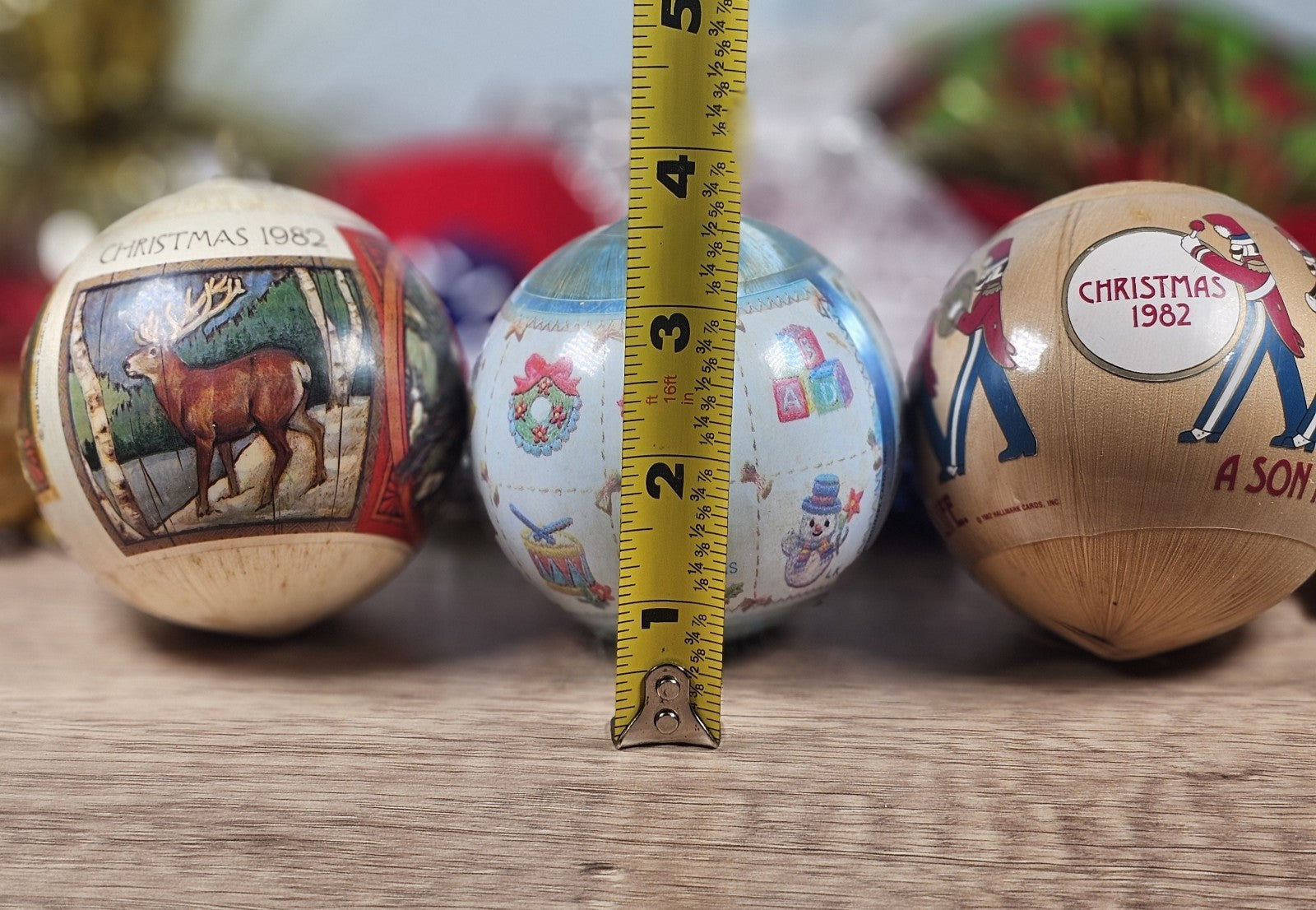 1982 Hallmark Satin String Ornaments Set of 3 Vintage Christmas Balls 3.5"