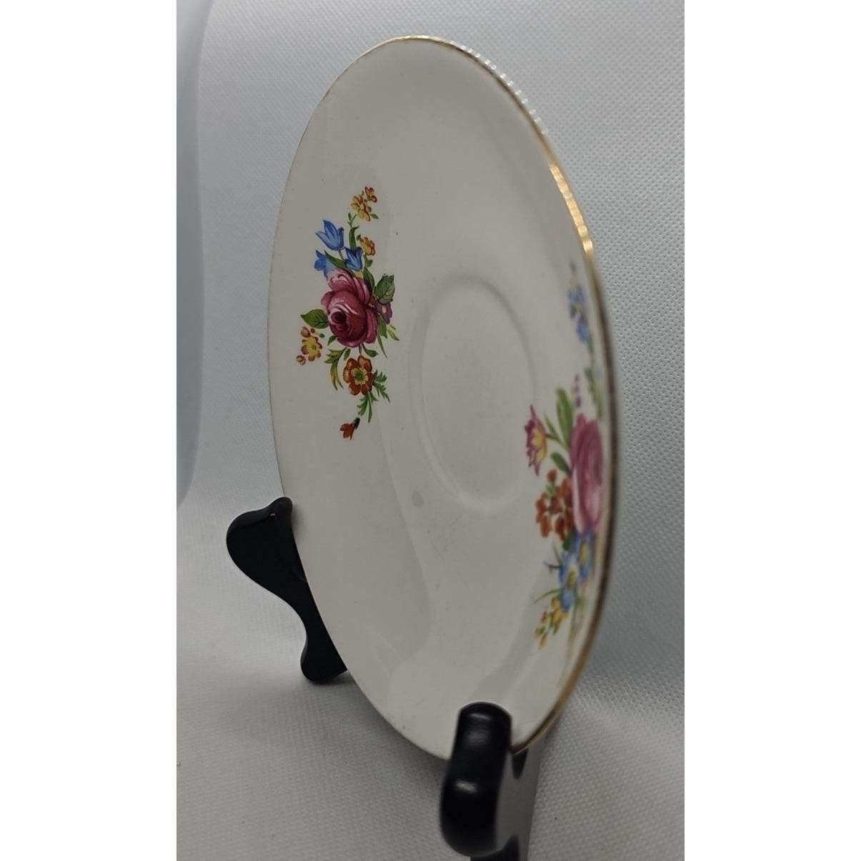 Vintage Clare Bone China Saucer Floral Gold Rim England 5.5