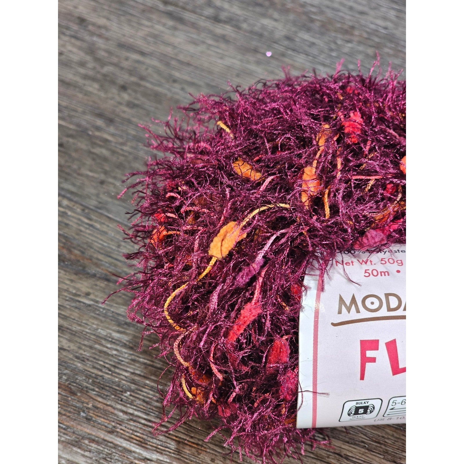 Vintage Moda Fil Eyelash Yarn Claret Red 50g Novelty Craft Yarn