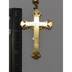 22kt Gold Cross Center Over Silver Rosary Necklace Miraculous Medal Religious