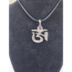 Vintage Om Pendant Necklace with Amethyst Stone
