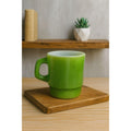 Vintage Anchor Hocking Green Stackable Mug Oven-Proof Glass 3.5"