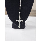 Vintage Rosary Necklace & Heart Pin Set with Case Religious