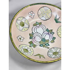 Vintage Hand-Painted Macau Floral Trinket Dish with Gold Rim