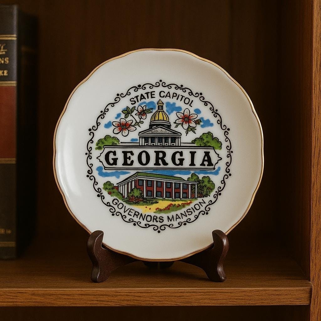 Vintage Georgia Souvenir Plate Mini Capitol Governor Mansion 3.5"