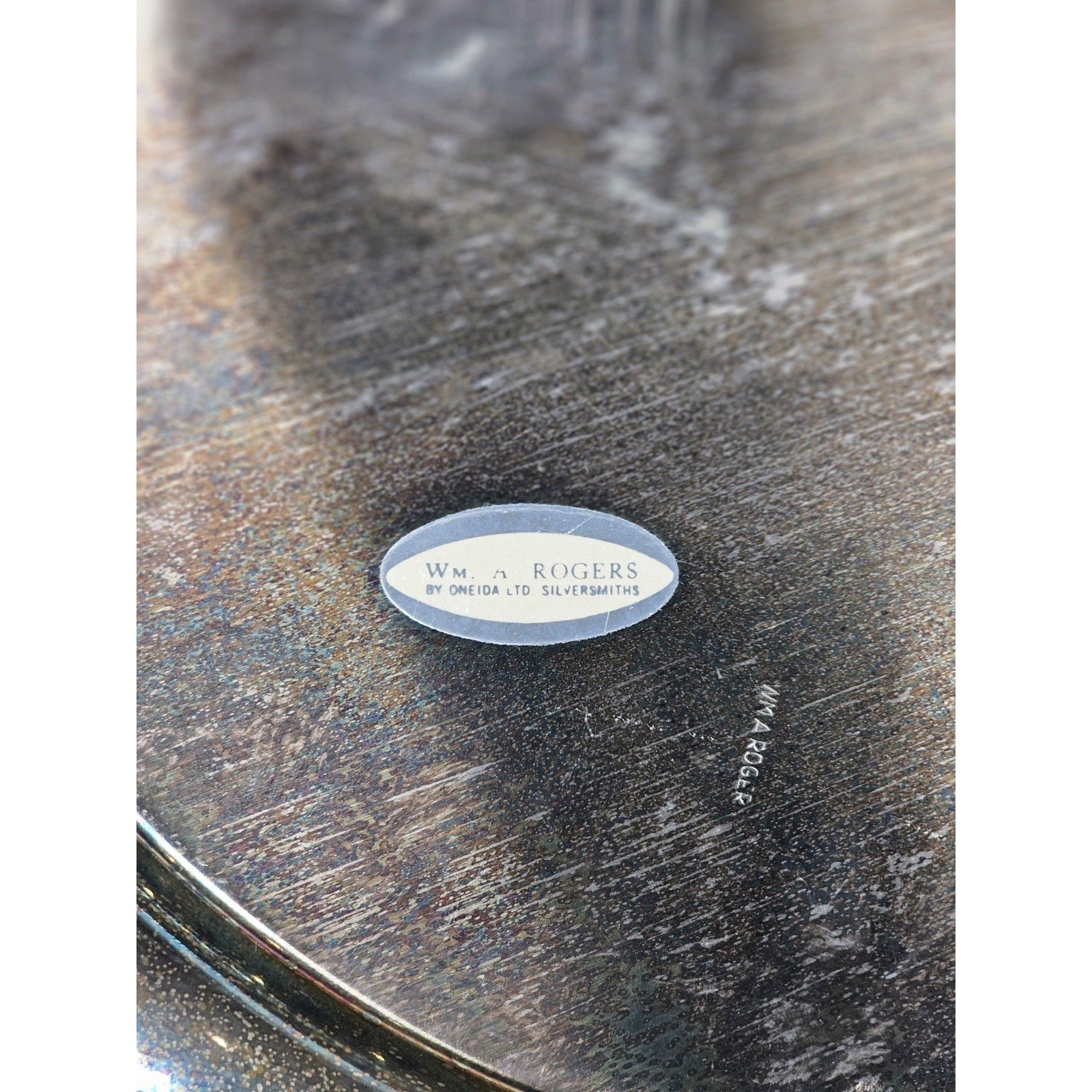 Vintage Wm Rogers Silver Plated Ornate Floral Serving Tray Plate