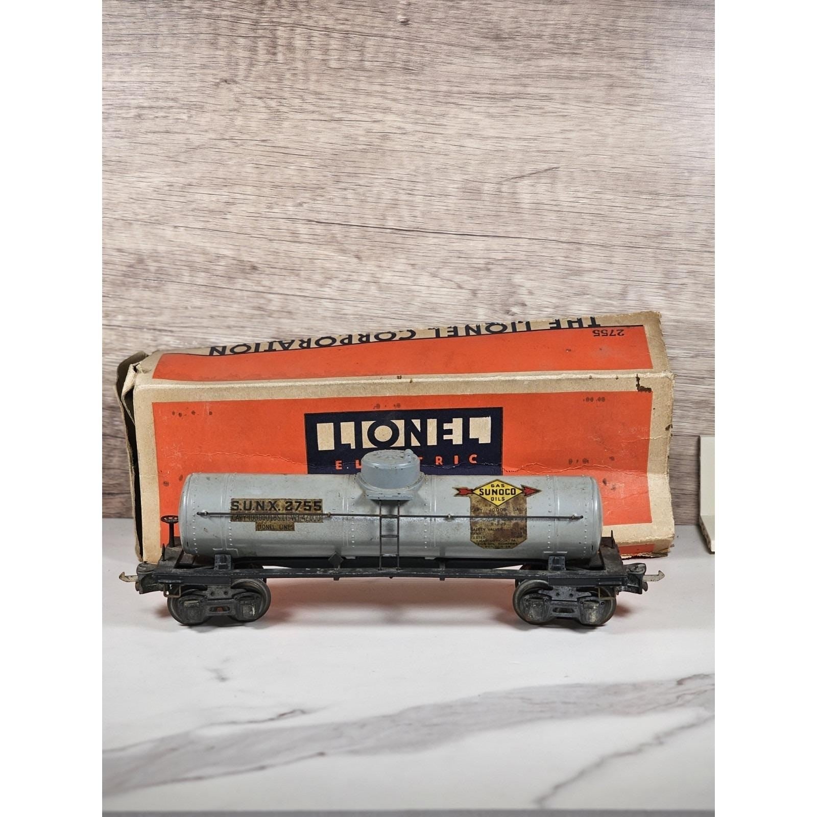 Vintage Lionel 2755 Sunoco Tank Car O Gauge Prewar Train With Box