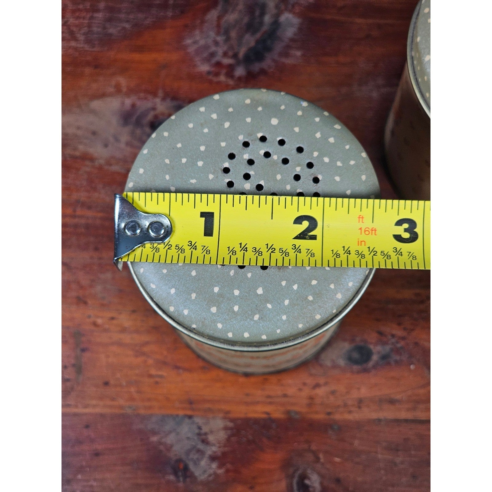 Vintage Tin Salt and Pepper Shaker Set Heart Motif Shabby Chic Kitchen Decor