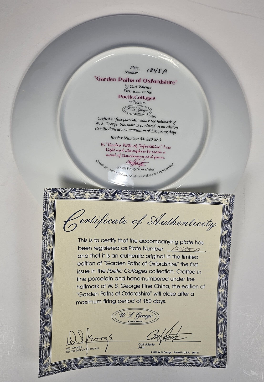 Garden Paths of Oxfordshire W. J. George Collector Plate #1845A