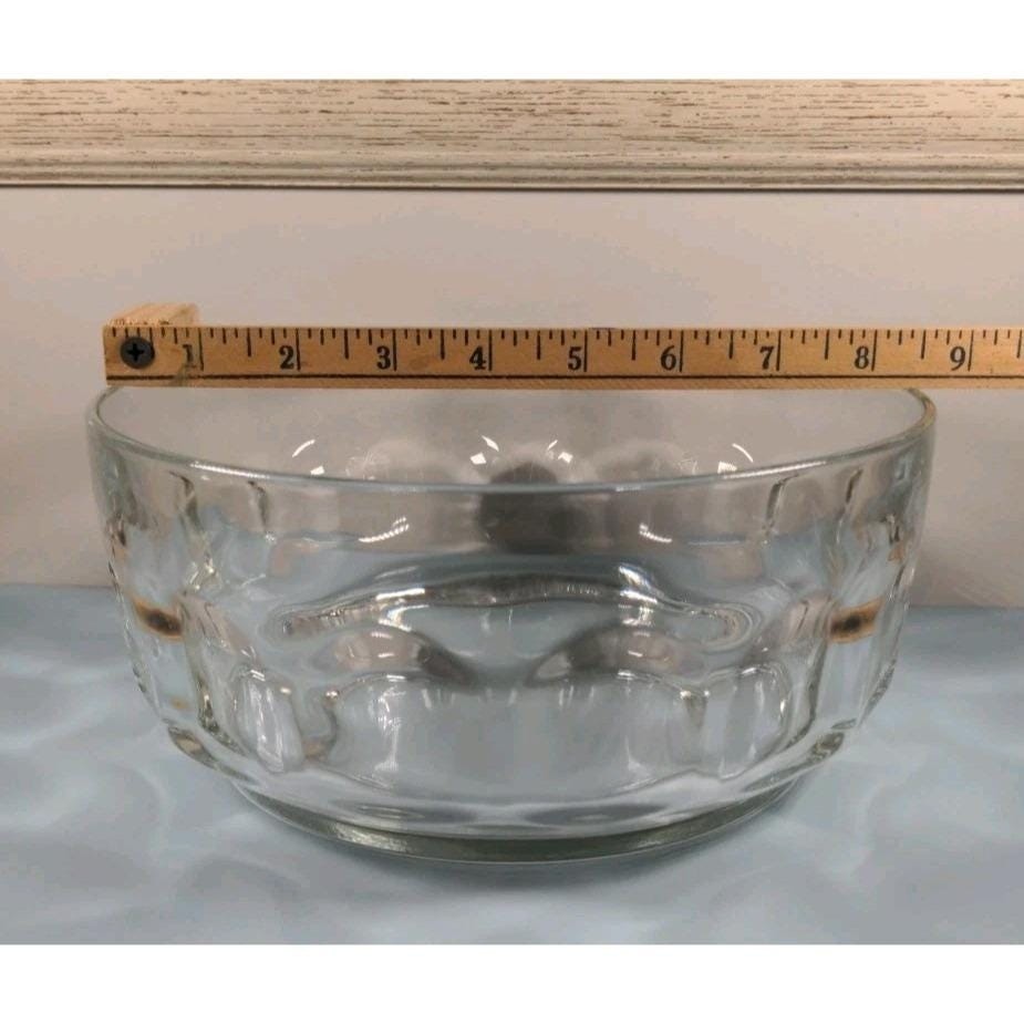 Vintage D'Arcoroc France Thumbprint Crystal Bowl 8.5" Clear Glass