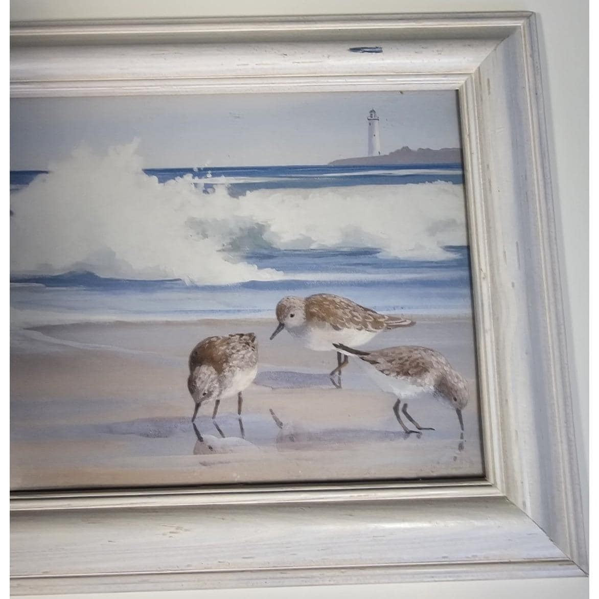 Jacqueline Penney Coastal Shorebirds Lighthouse Framed Art Signed
