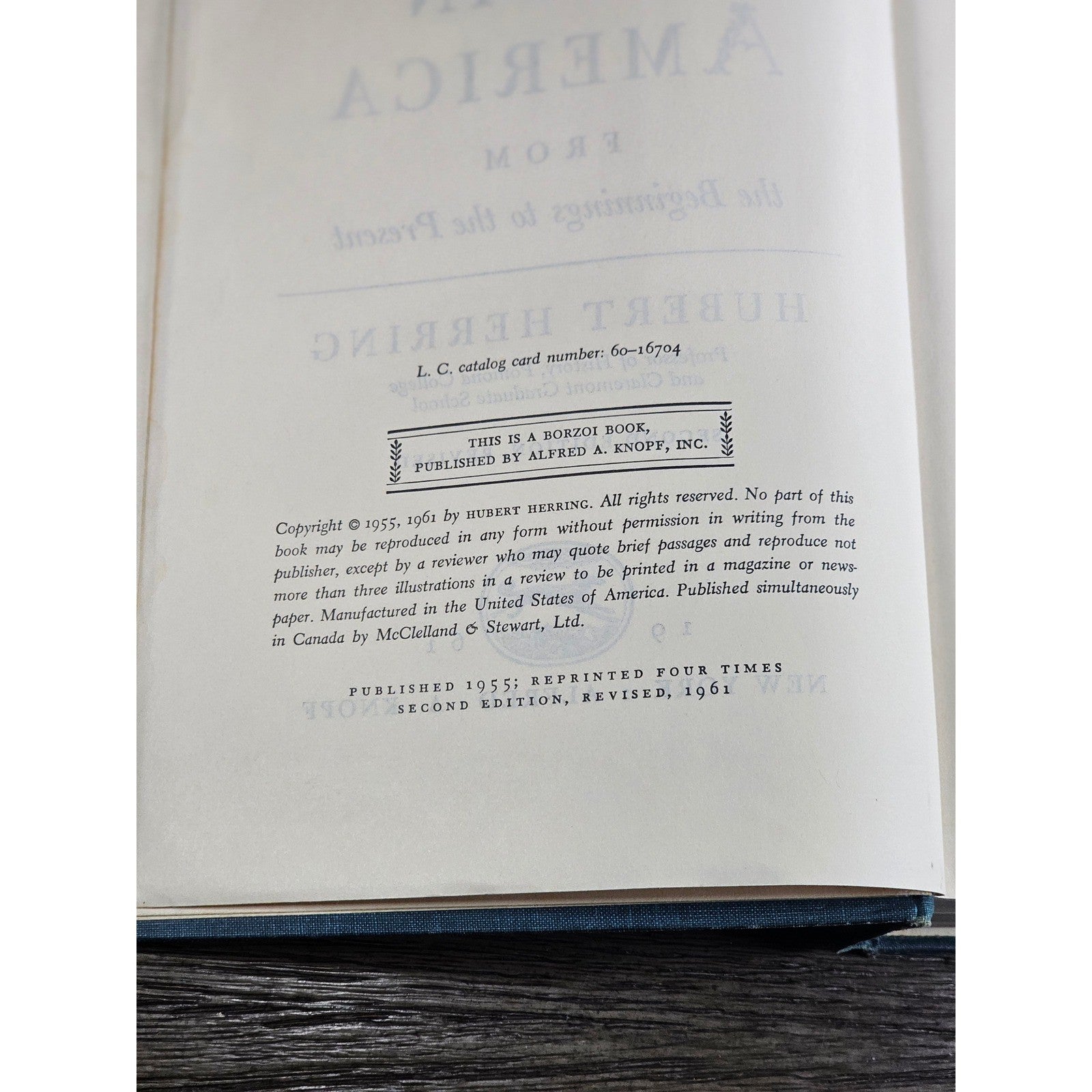 1961 A History of Latin America Hubert Herring 2nd Ed Knopf HC