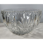 Vintage Cut Crystal Glass Bowl Starburst Pattern Scalloped Rim 9 Inch