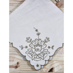 Vintage 1940s Linen Napkin Floral Cutwork Embroidery 16" Square
