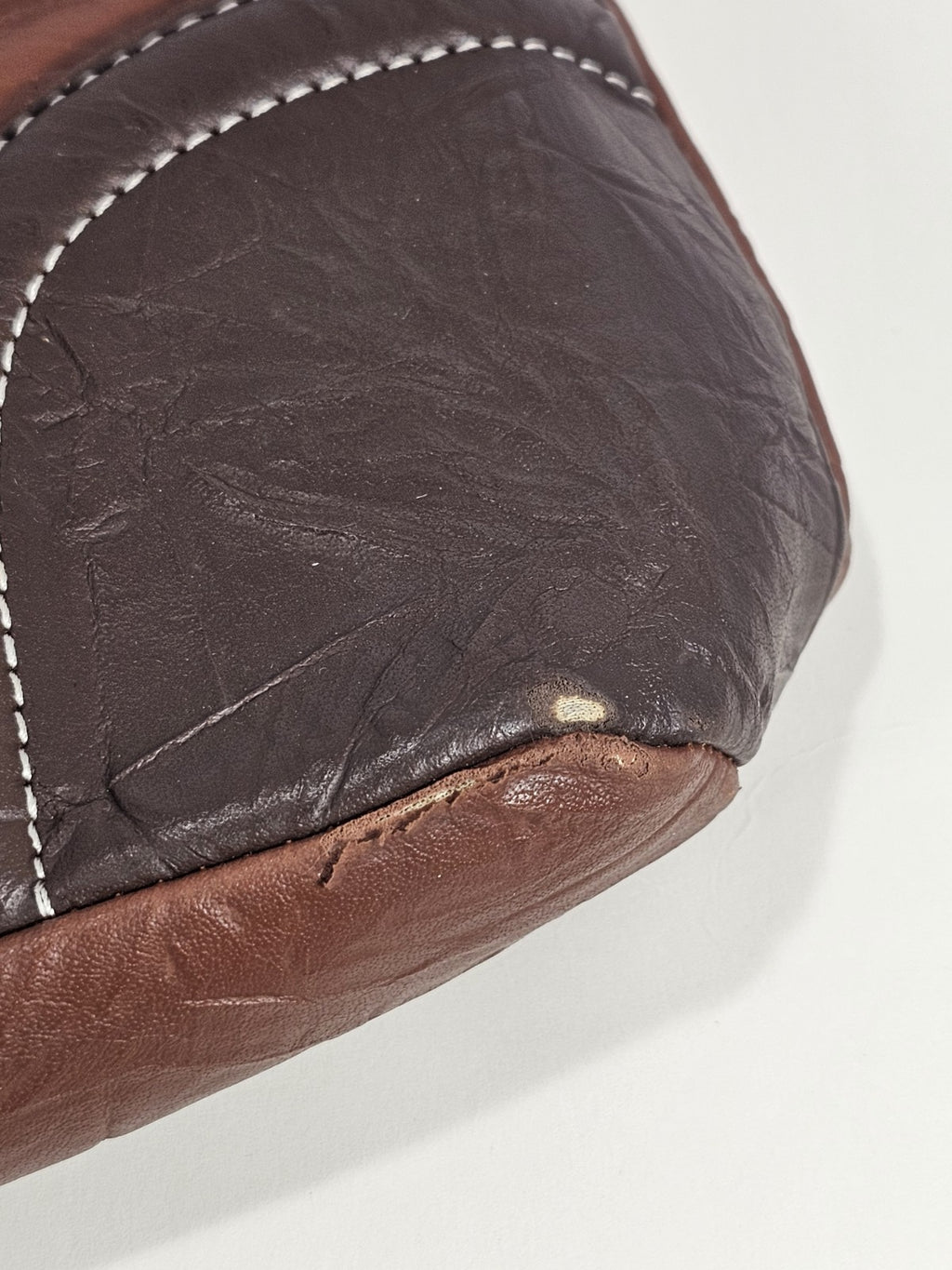 Stone & Co Shoulder Bag Purse Faux Leather Brown Cognac Zip Pockets