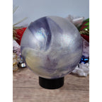 Vintage Blown Glass Christmas Ornaments Purple Blue Iridescent Set of 2