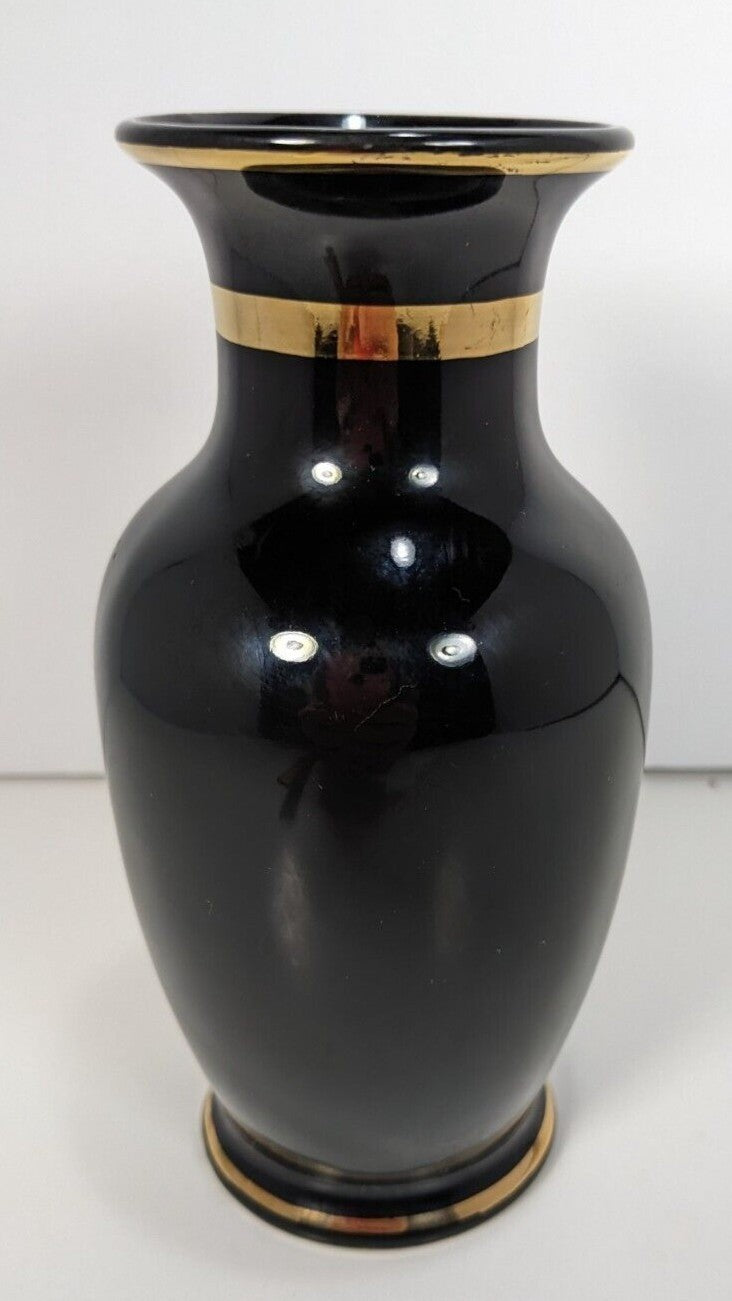 Vintage Chokin Vase With Pagoda Scene & Gold Accents