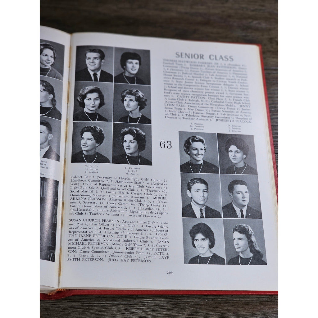 1963 Hanoverian Yearbook Wilmington NC Senior Class Red Hardcover