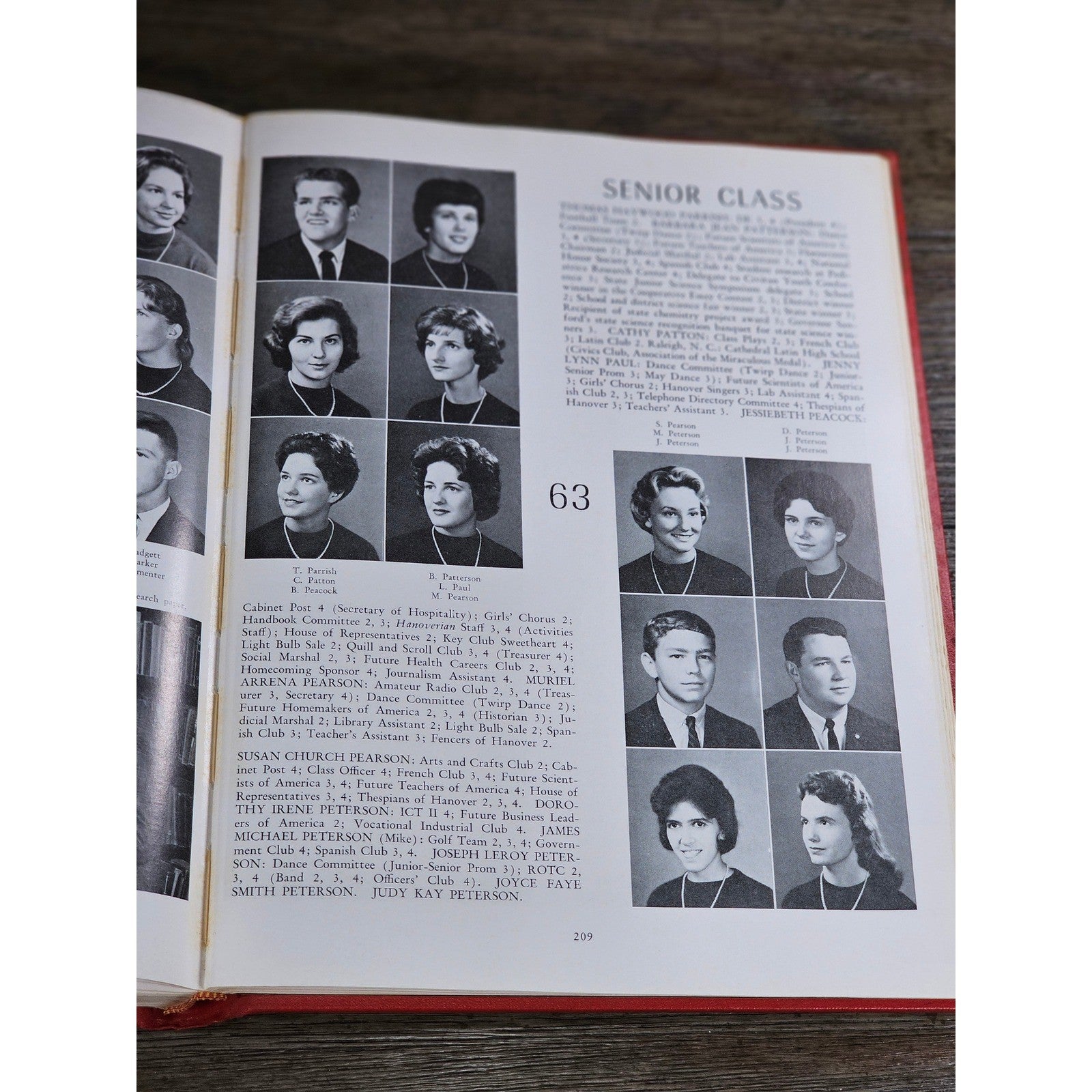 1963 Hanoverian Yearbook Wilmington NC Senior Class Red Hardcover