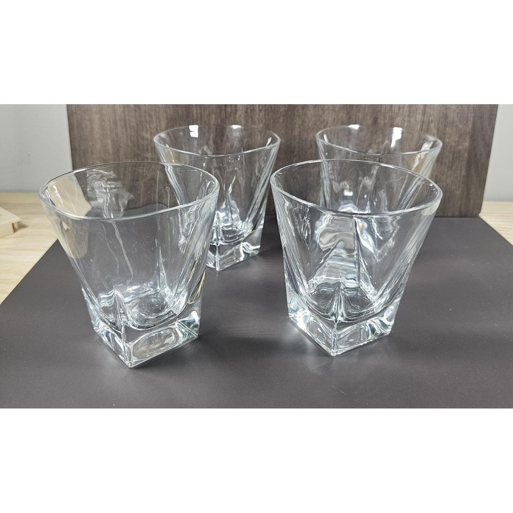 Vintage Lead Crystal Whiskey Glasses Set of 4 Square Base