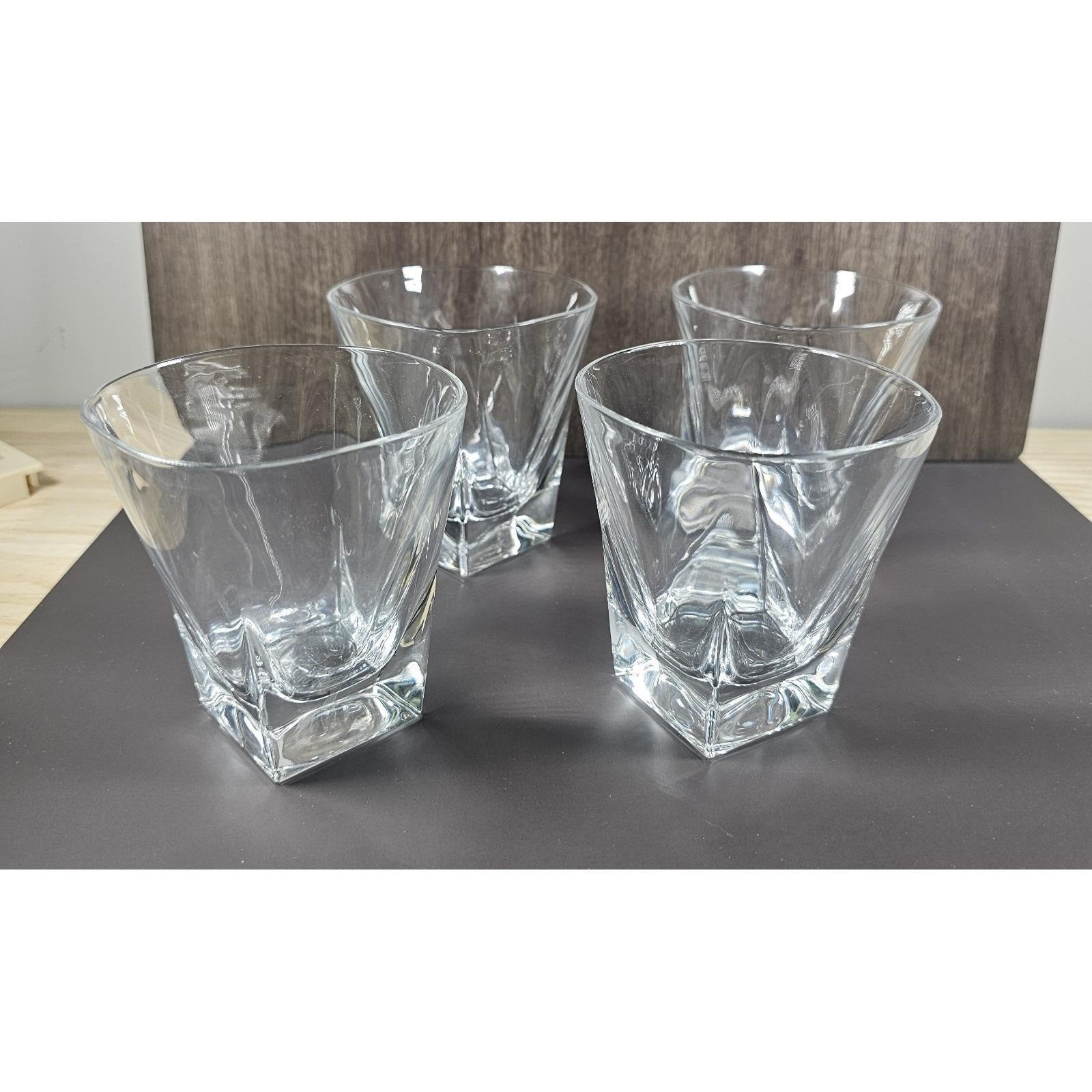 Vintage Lead Crystal Whiskey Glasses Set of 4 Square Base