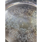 Vintage Wm Rogers Silver Plated Ornate Floral Serving Tray Plate