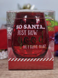 Santa Sayings Stemless Wine Glass Red 20 Fl Oz