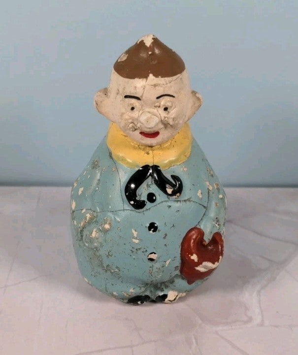 Antique Figural Men Holding Cap Salt & Pepper Shakers Vintage Collectible READ