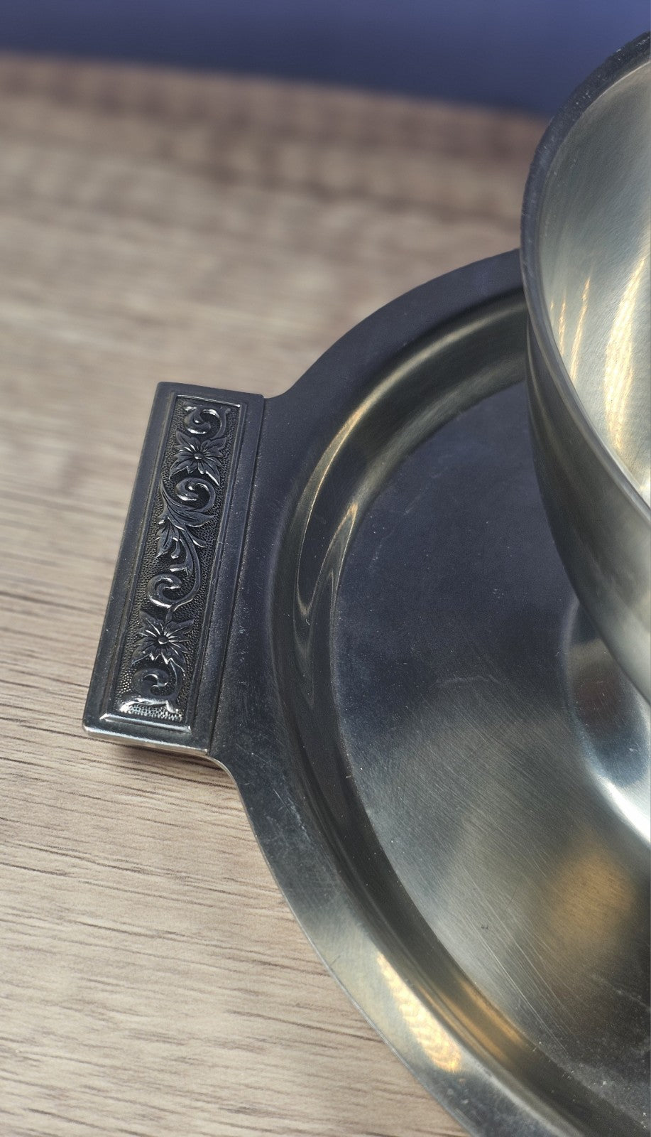 International Decorator Stainless Steel Gravy Bowl With Attached Plate Elegant