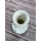 Vintage 25th Anniversary Porcelain Bud Vase with Silver Trim Floral Design