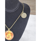 Vintage Cancer Zodiac Pendant Necklace Crab Medallion Charm