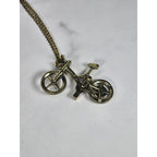 Vintage Bicycle Pendant Necklace Gold Tone Bike Charm Cyclist Jewelry